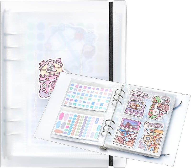 MANWU 1pcs A5 Sticker storage Album,sticker organization Collecting Book Binder sleeves for planner stickers organizers collector recipe cards (3 different sized pockets) - Image 1